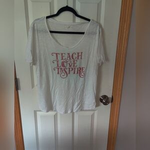 White T-Shirt with Red Graphic